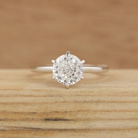 Portuguese Round Cut Solitaire Engagement Ring