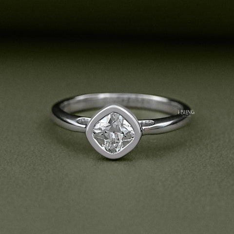 Cushion Cut Diamond Solitaire Engagement Ring