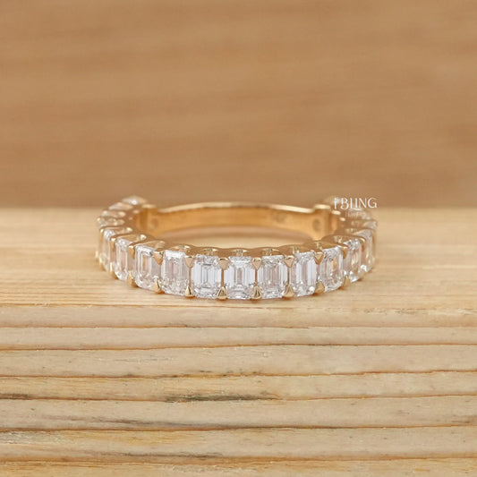 Emerald Cut Lab Diamond Wedding Band