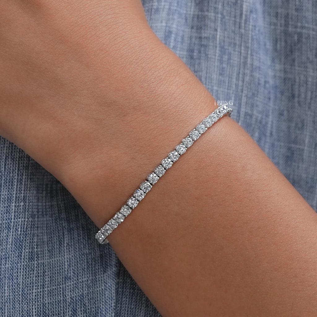 Round Cut Lab Diamond Tennis Bridal Bracelet