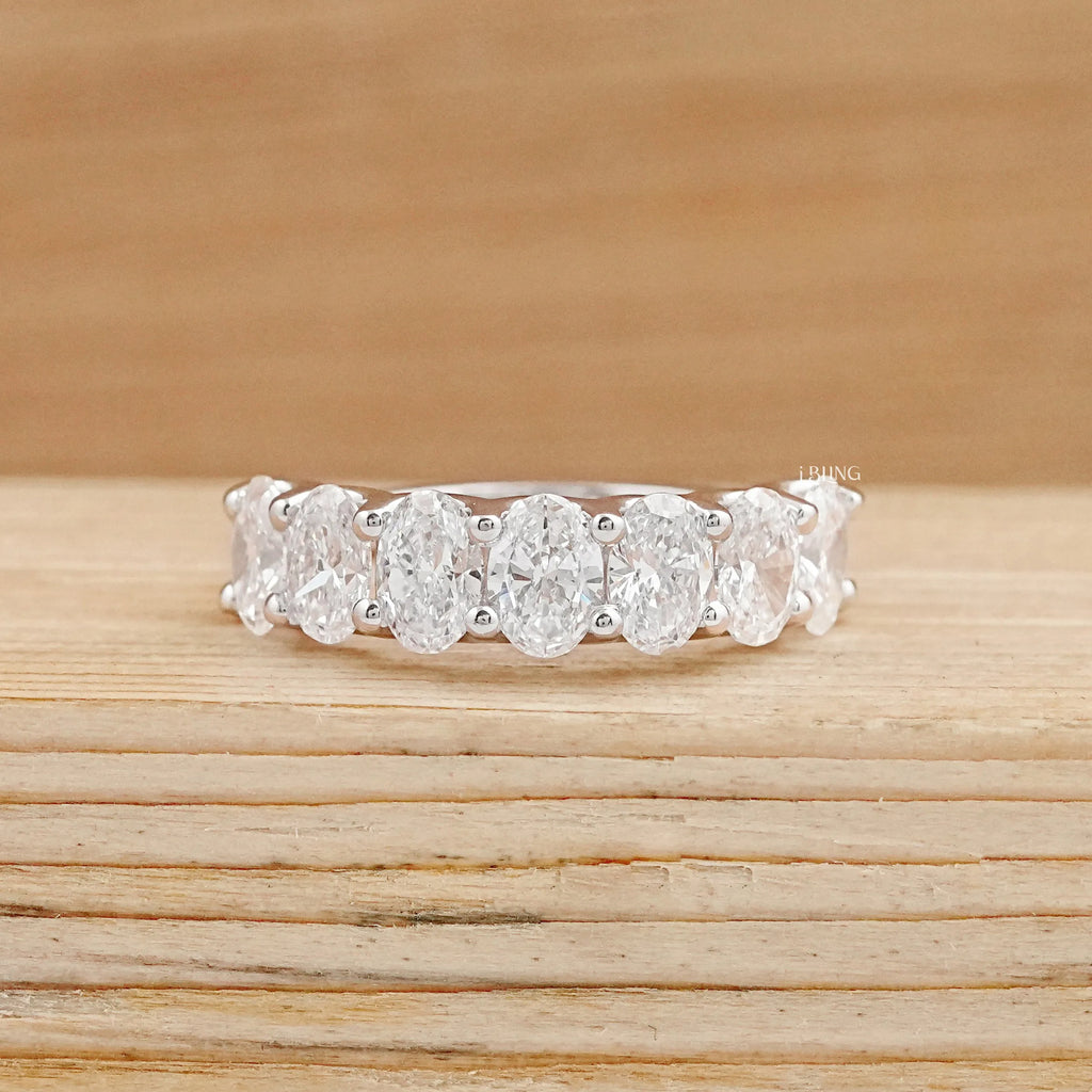 Seven Stone Oval Cut Diamond Wedding Band