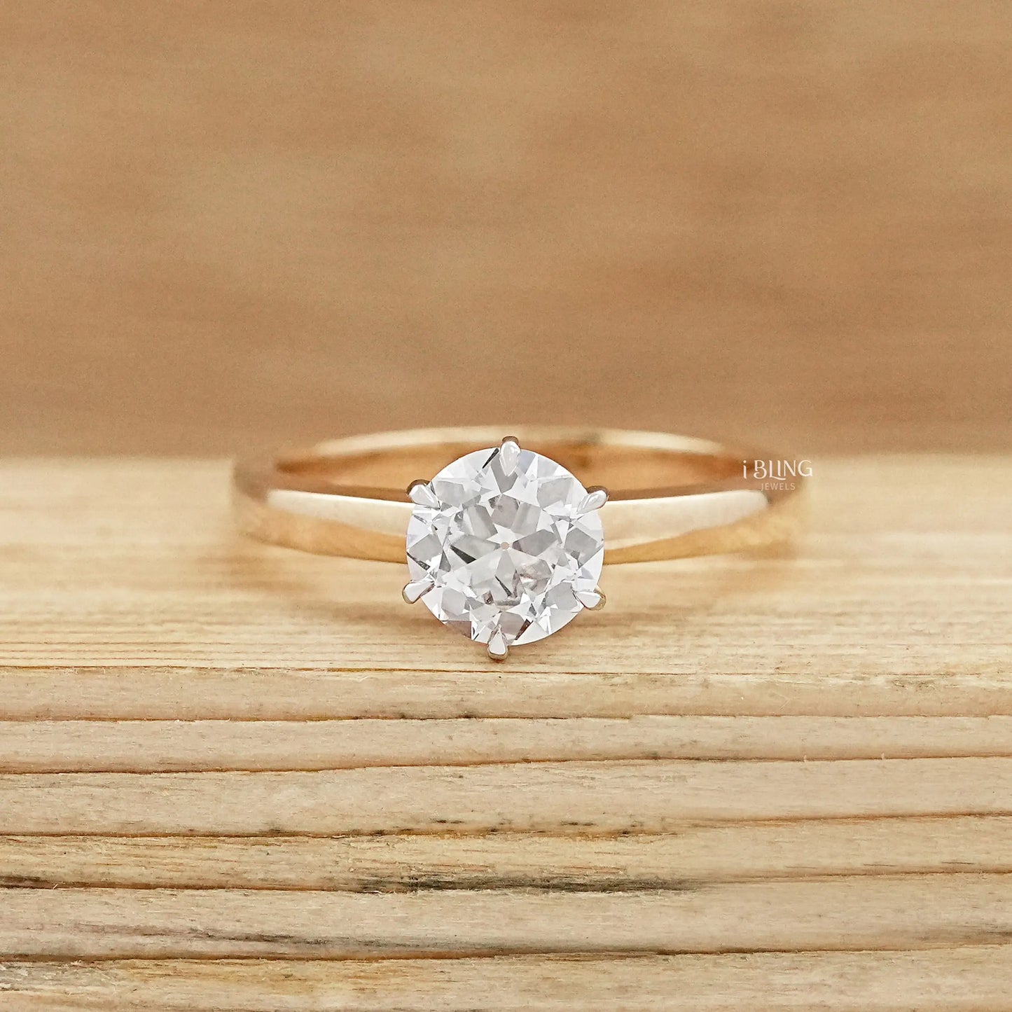 Old European Round Cut Solitaire Engagement Ring Solitaire Ring