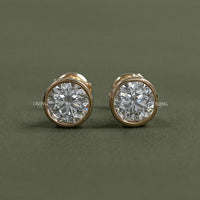Round Cut Soliatire Bezel Set Stud Earrings