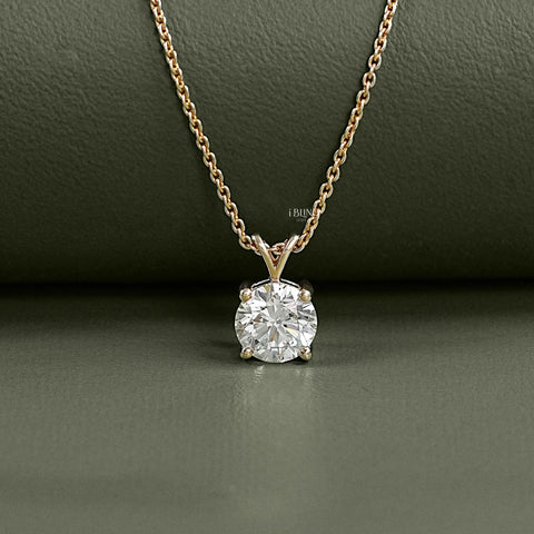 Round Cut Lab Grown Diamond Solitaire Necklace