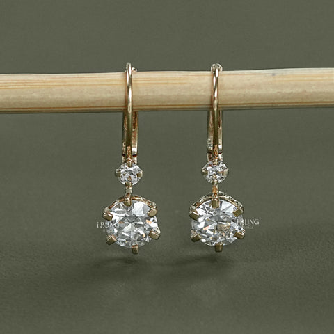 Old European Round Cut Lab Diamond Earrings