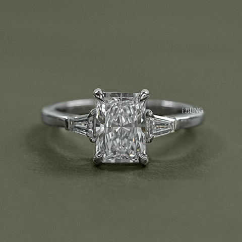 Radiant Cut Lab Diamond Three Stone Ring