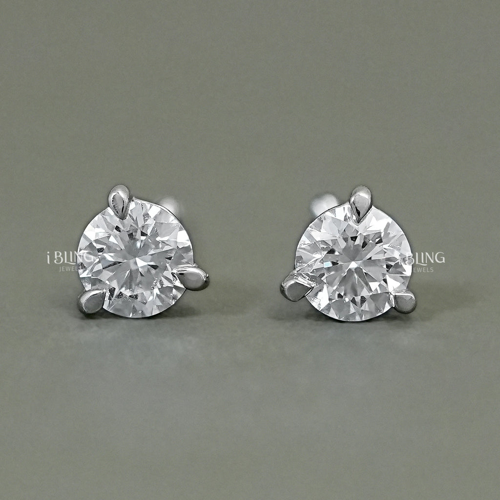 Round Cut Lab Diamond Solitaire Stud Earrings
