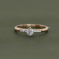 Old European Cut Accent Diamond Engagement Ring