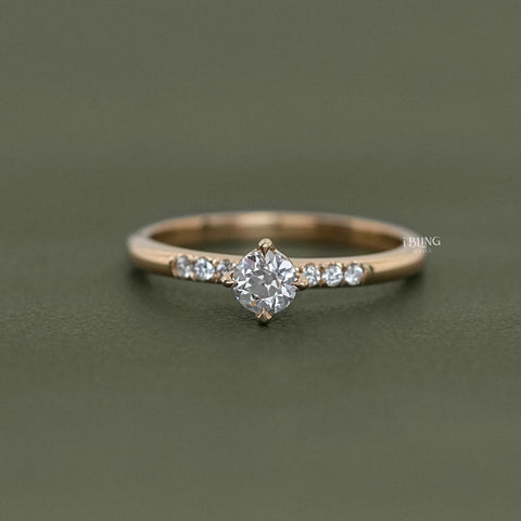 Old European Cut Accent Diamond Engagement Ring
