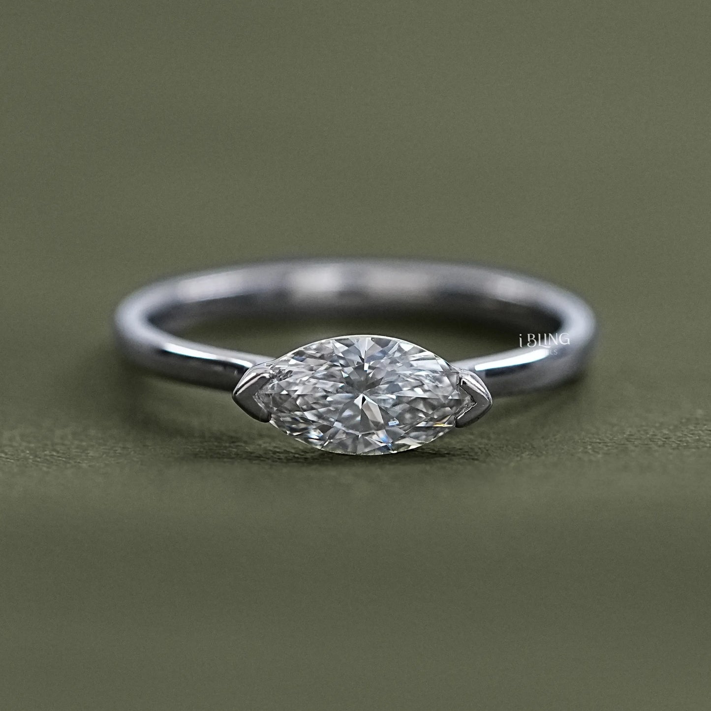 East West Set Marquise Diamond Solitaire Ring Solitaire Ring