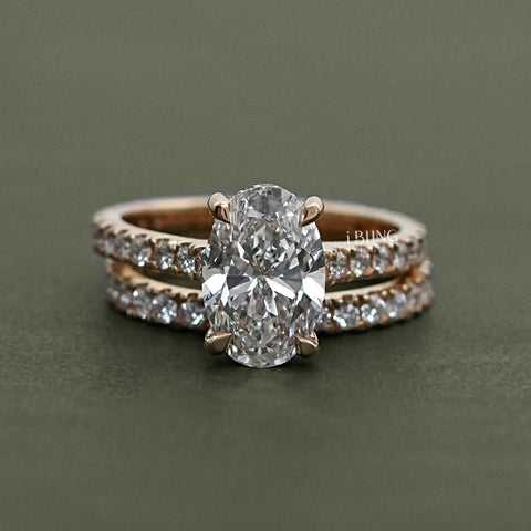 Oval Cut Lab Diamond Bridal Set Ring