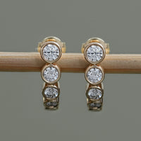Graduated Round Diamond C Hoop Earrings