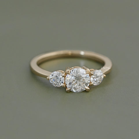 Three Stone OEC Round Cut Lab Diamond Engagement Ring