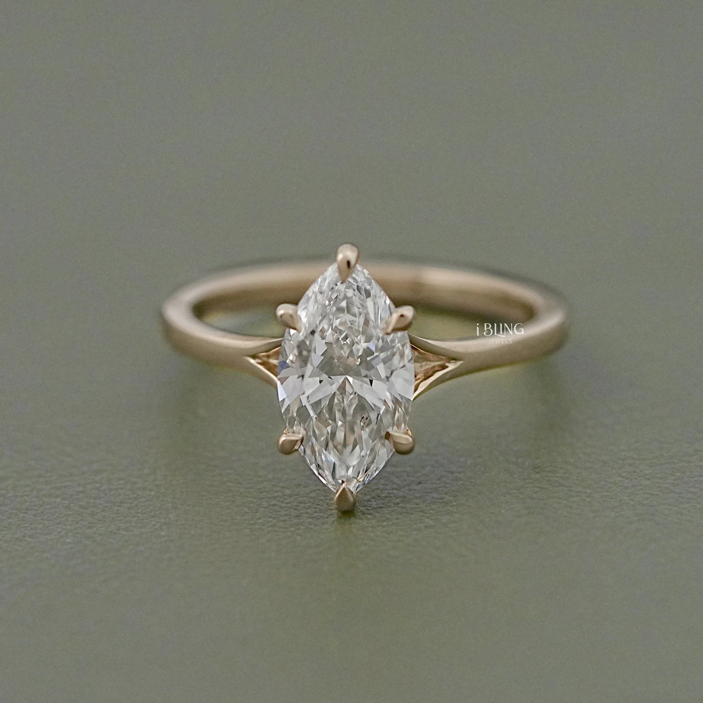 Marquise Diamond Split Shank Solitaire Engagement Ring Solitaire Ring
