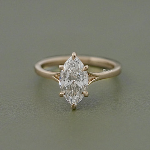 Marquise Diamond Split Shank Solitaire Engagement Ring