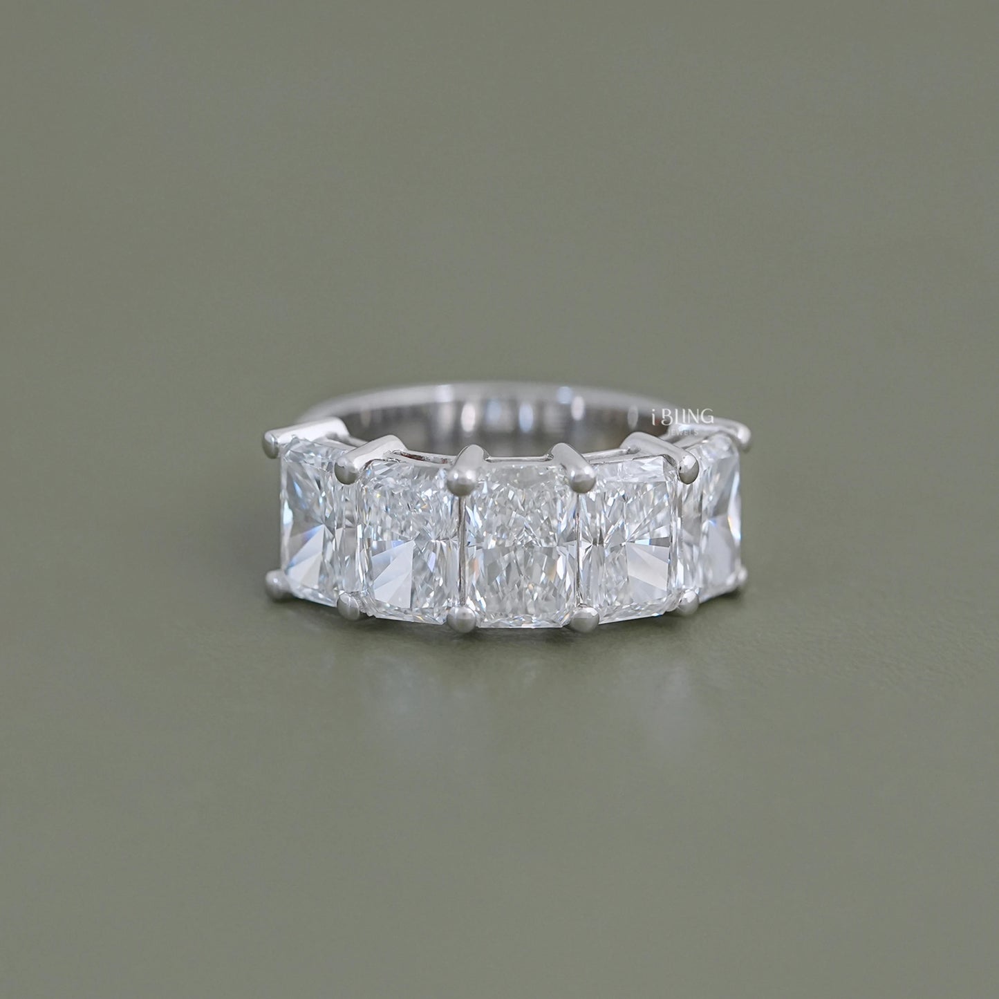 Five Stone Radiant Lab Diamond Wedding Band 5 Stone Ring