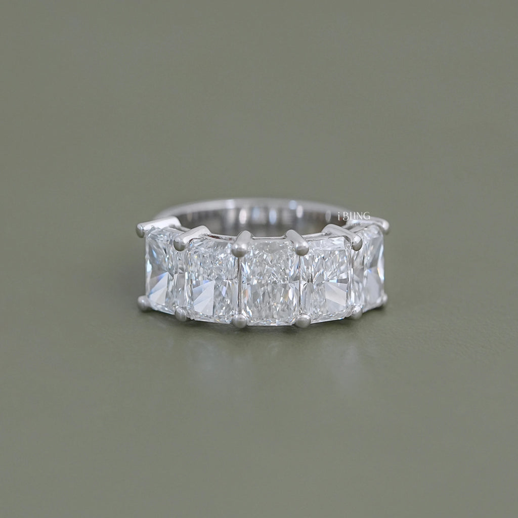 Five Stone Radiant Lab Diamond Wedding Band