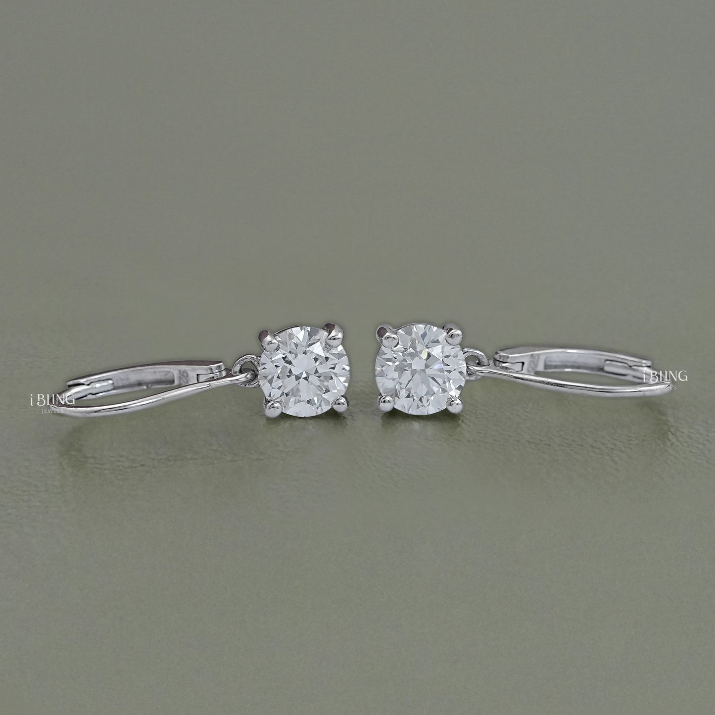Round Solitaire Diamond Dangle Drop Earrings Dangle & Drops