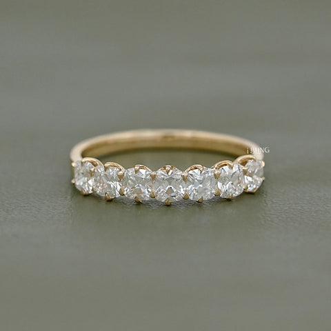 Seven Stone Old Mine Cushion Cut Wedding Band
