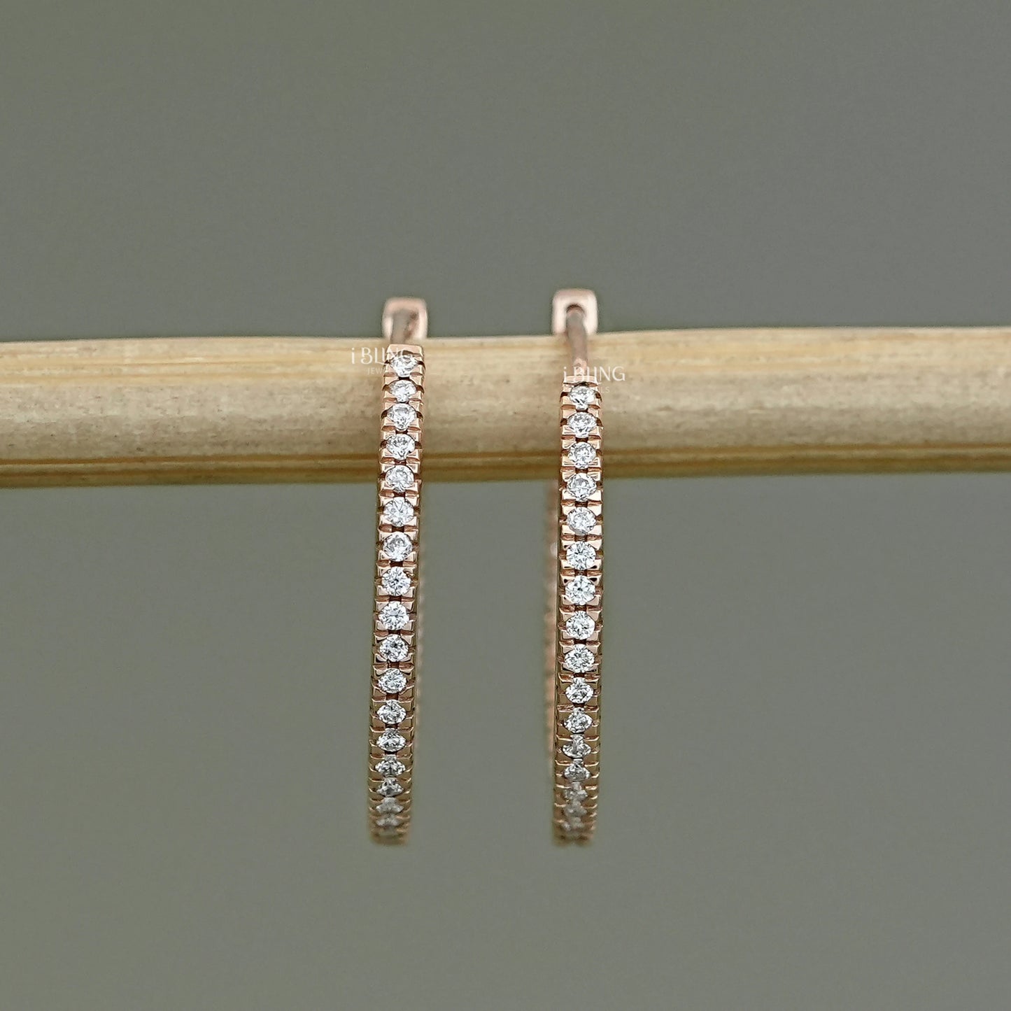 Round lab diamond in-out hoop earrings by iBling Jewels