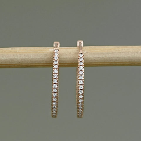 Round Lab Diamond In-Out Hoop Earrings