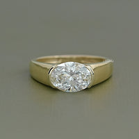East-West Set Oval Cut Diamond Engagement Ring
