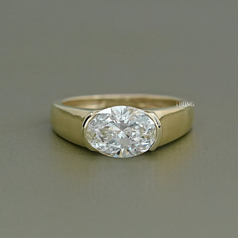 East-West Set Oval Cut Diamond Engagement Ring