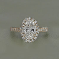 Oval Cut Lab Diamond Halo Accent Engagement Ring