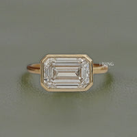 Bezel East West Set Emerald Diamond Ring