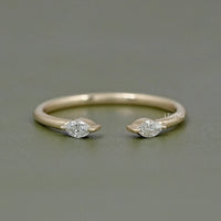 Two Stone Marquise Diamond Open Cuff Ring