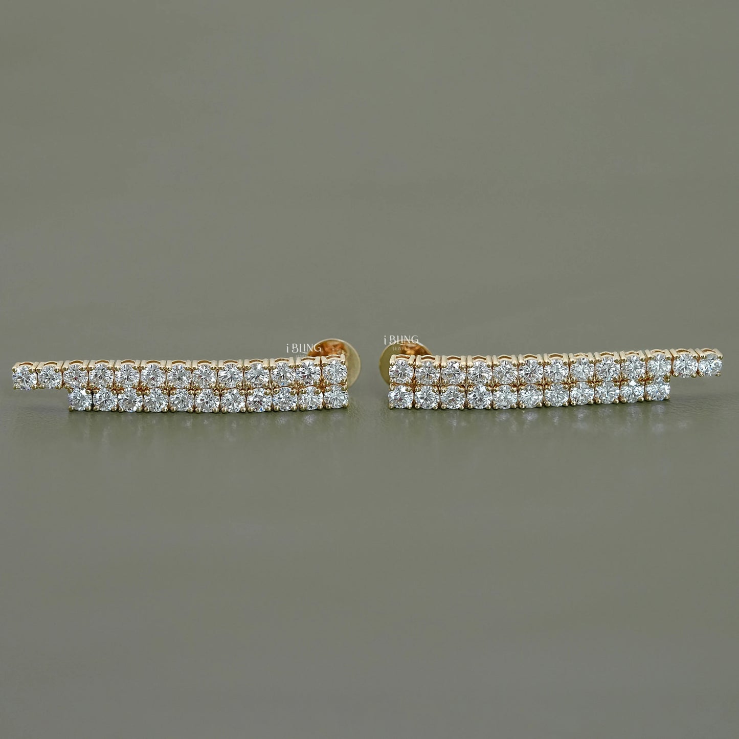 Round Lab Diamond Linear Drop Earrings