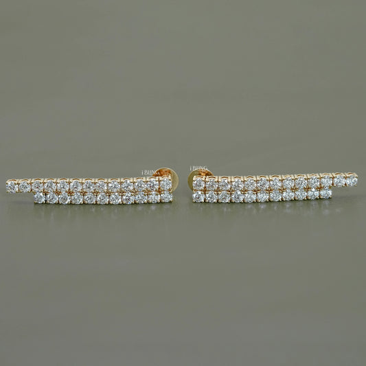 Round Lab Diamond Linear Drop Earrings