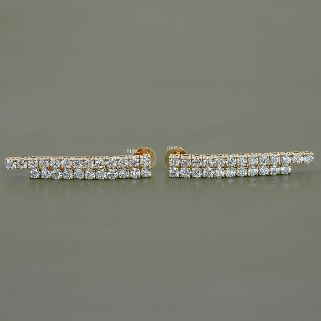 Round Lab Diamond Linear Drop Earrings