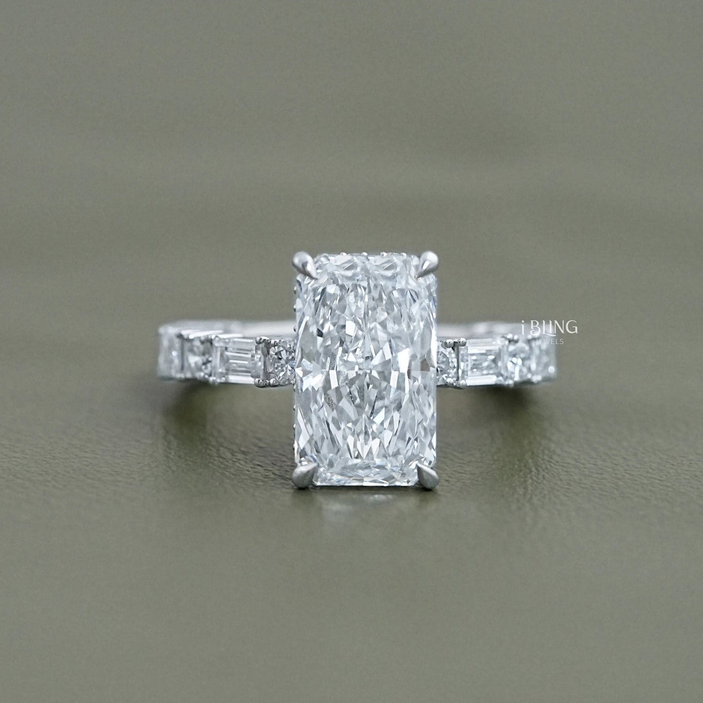 Radiant Lab Diamond Hidden Halo Solitaire Accent Ring Solitaire Accent Ring