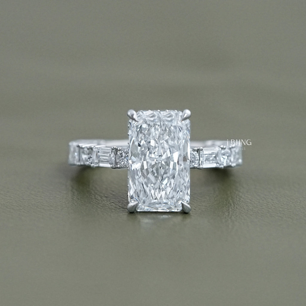 Radiant Lab Diamond Hidden Halo Solitaire Accent Ring