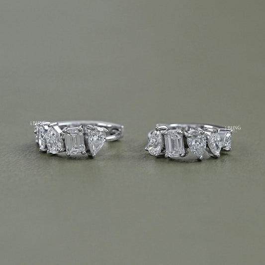 Multi Shape Lab Diamond Huggie Hoop Earrings
