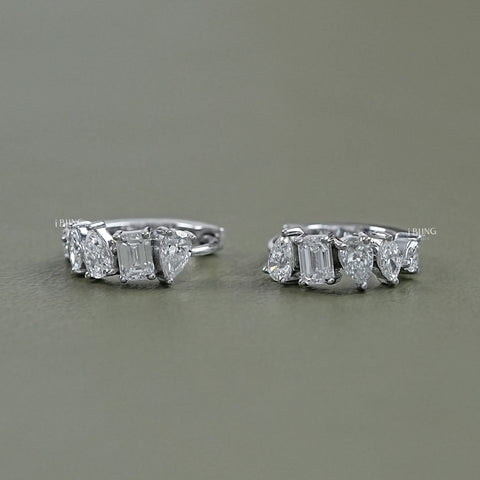 Multi Shape Lab Diamond Huggie Hoop Earrings