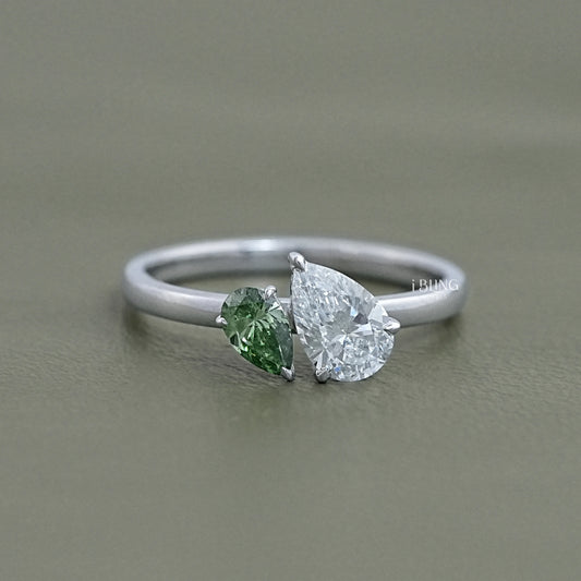 Green Pear Lab Diamond Dainty Toi Moi Wedding Ring