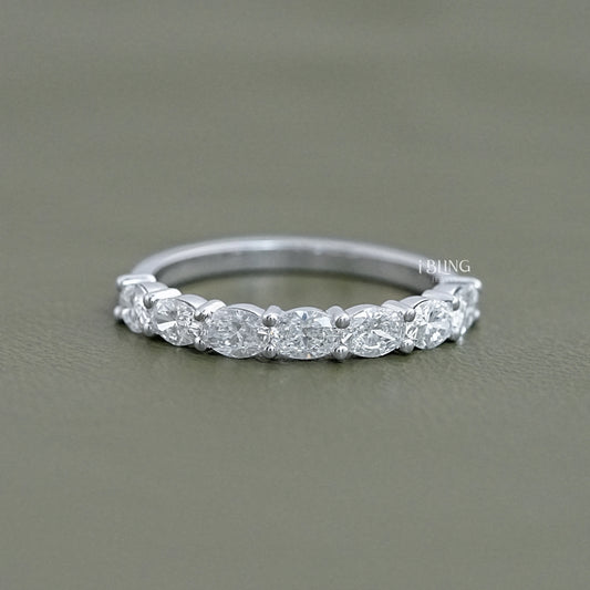 East West Oval Lab Diamond Half Eternity Wedding Band