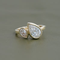Two Pear Lab Diamond Bezel Set Wedding Ring