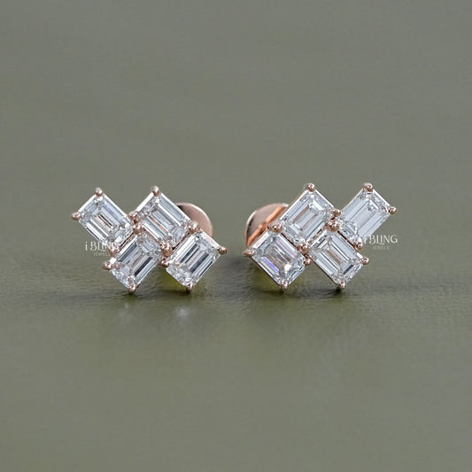 Emerald Cut Lab Diamond Drop Earrings