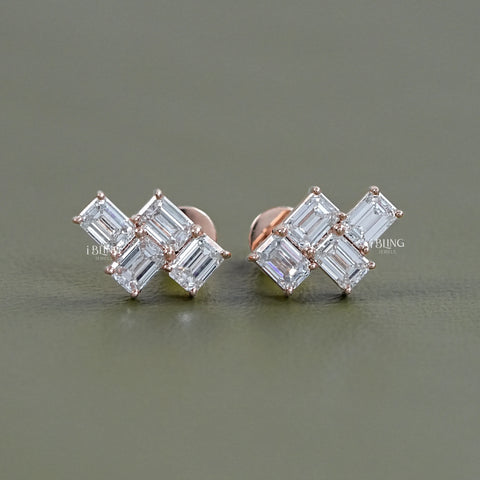Emerald Cut Lab Diamond Drop Earrings