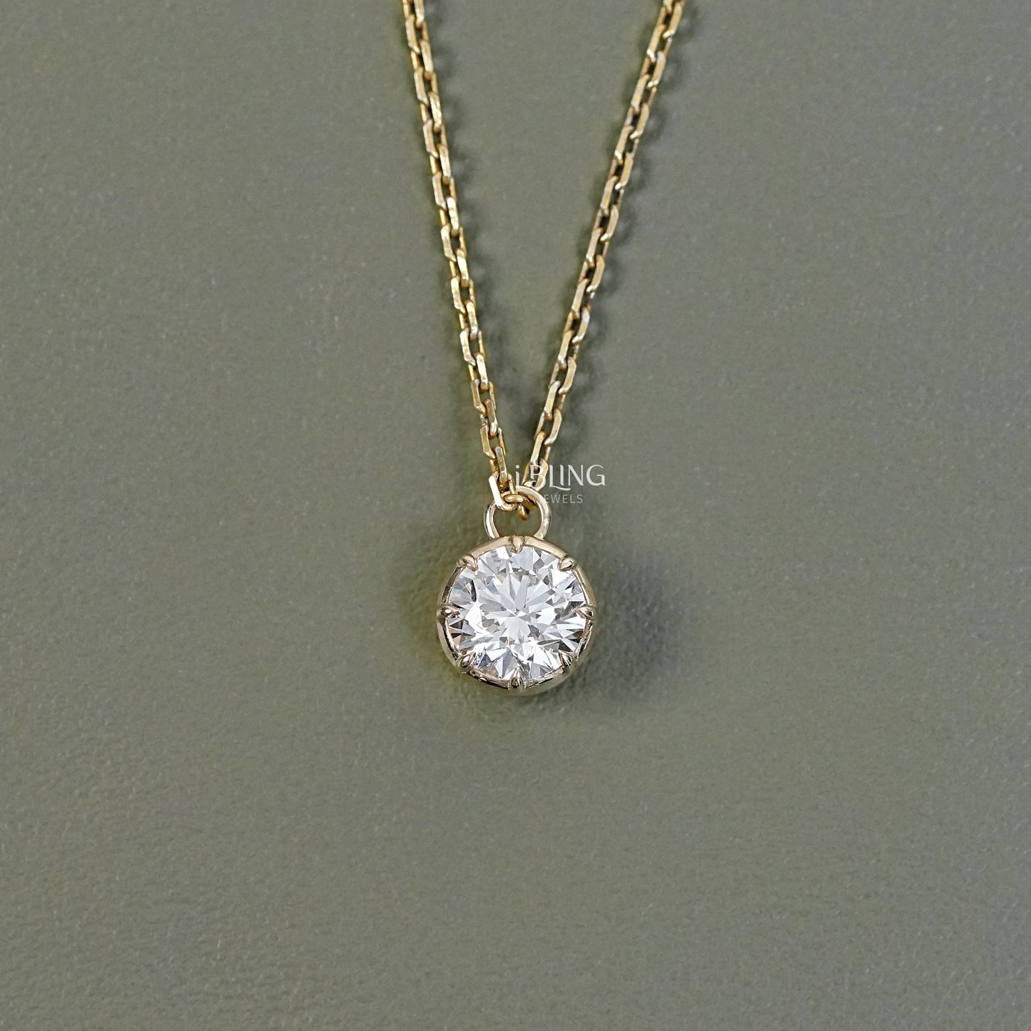 Round Lab Diamond Solitaire Necklace Pendants