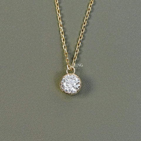 Round Lab Diamond Solitaire Necklace