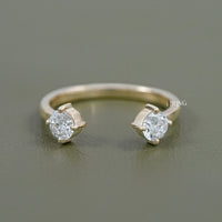 Two Stone Round Diamond Open Cuff Ring