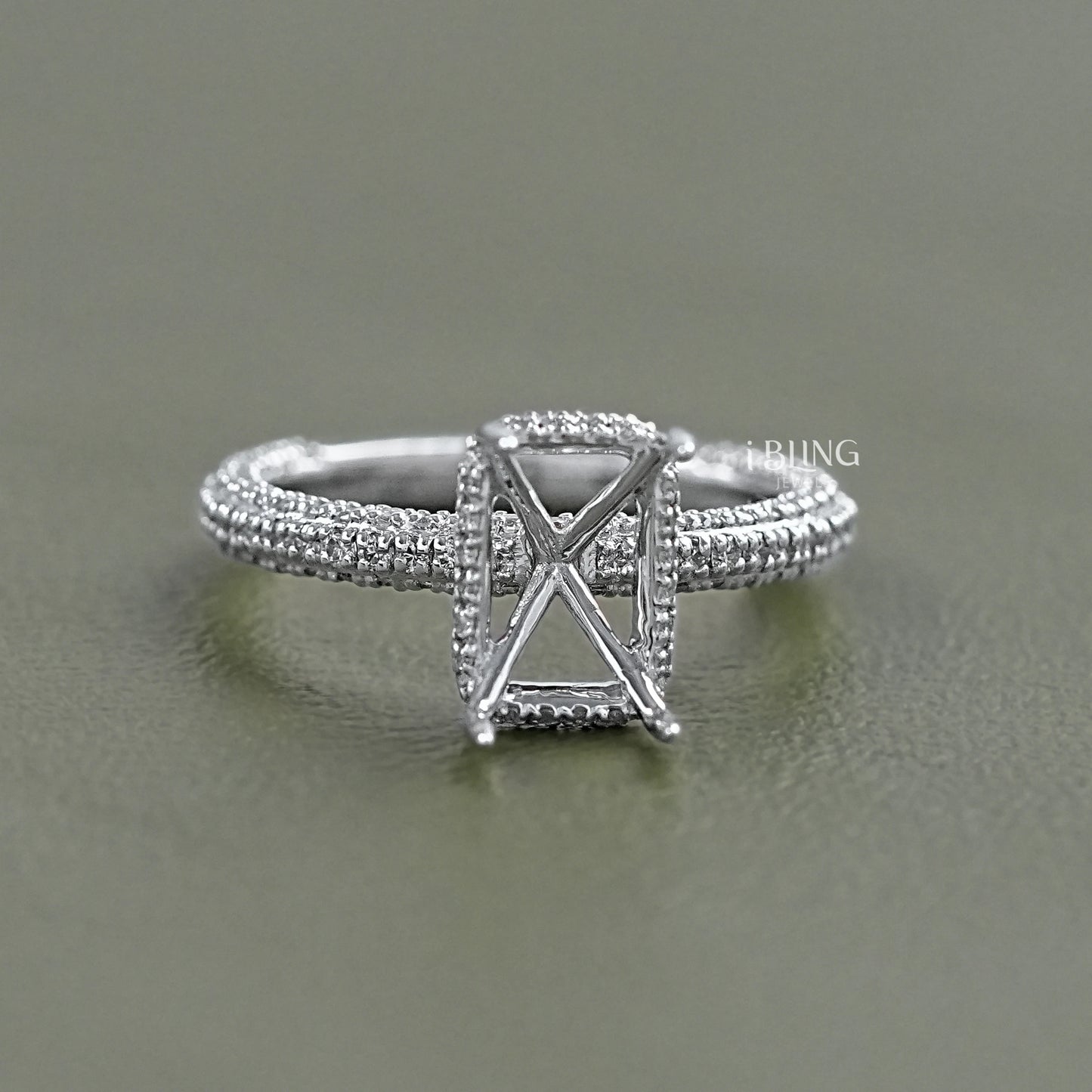 Radiant Cut Semi Mount Ring Solitaire Accent Ring