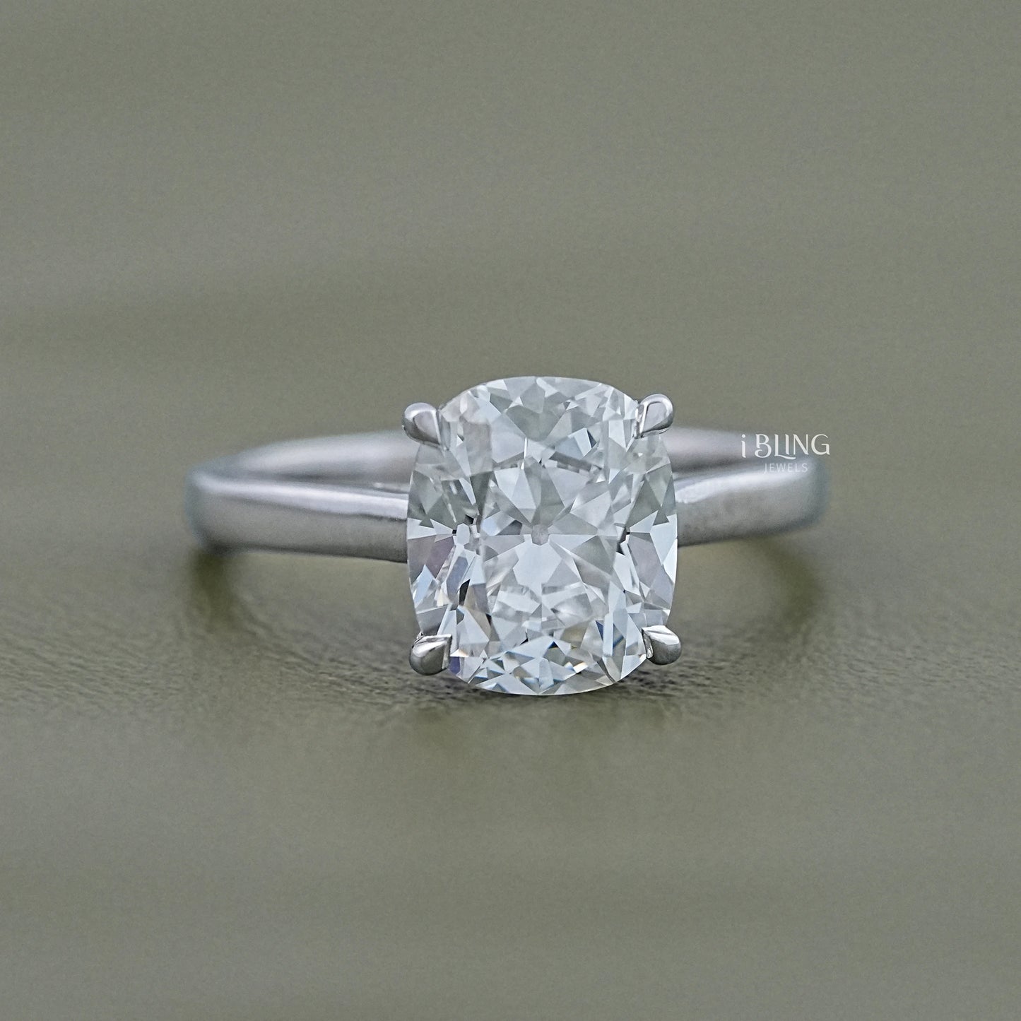 Old Mine Cushion Lab Diamond Solitaire Engagement Ring Solitaire Ring