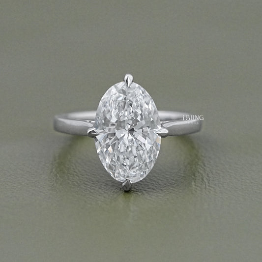 Oval Cut Hidden Halo Solitaire Engagement Ring