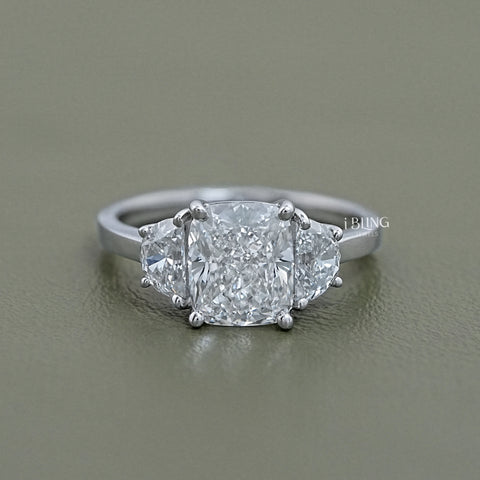 Cushion Cut Three Stone Diamond Engagement Ring
