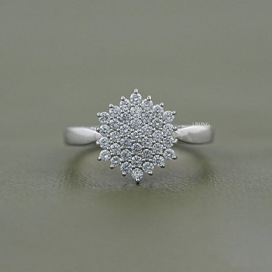 Round Lab Diamond Cluster Flower Ring